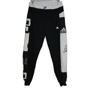 Adidas Women's Fleece Lined Sweat Pants Joggers Size XS Black White Big Logo